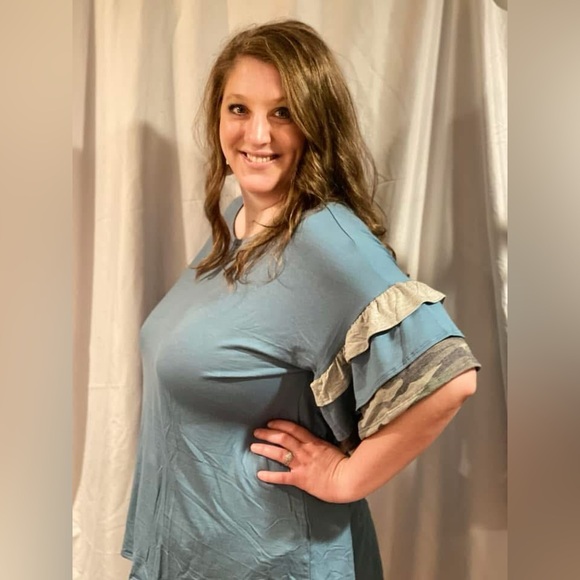 Camo Ruffle Top - Picture 1 of 6